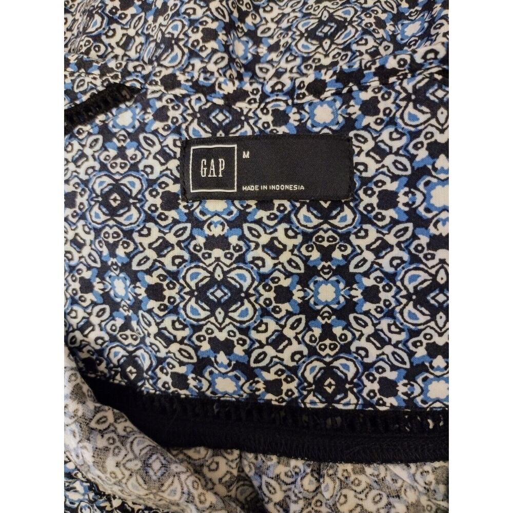Gap Ditsy Floral Blue Romper Dress Shorts Easy Care Rayon Elastic Pockets M - Picture 7 of 8